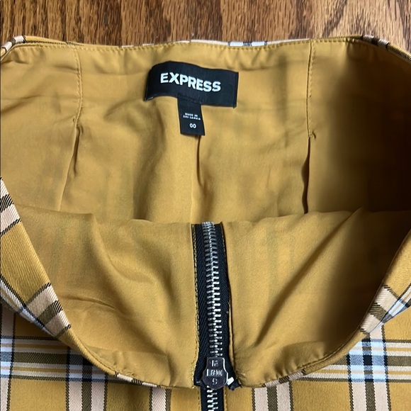 Express Mustard Plaid Mini Skirt with Zipper - Picture 3 of 5
